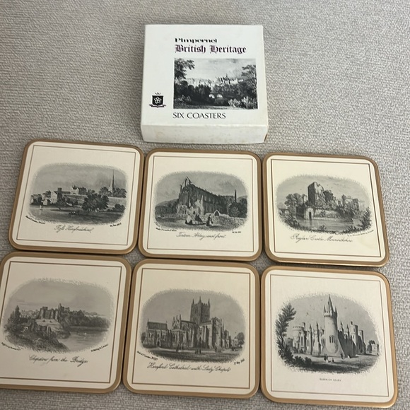 NEW Boxed Pimpernel British Heritage Coaster Set (6) | UK | Ivory, Gold Trim - Picture 10 of 11